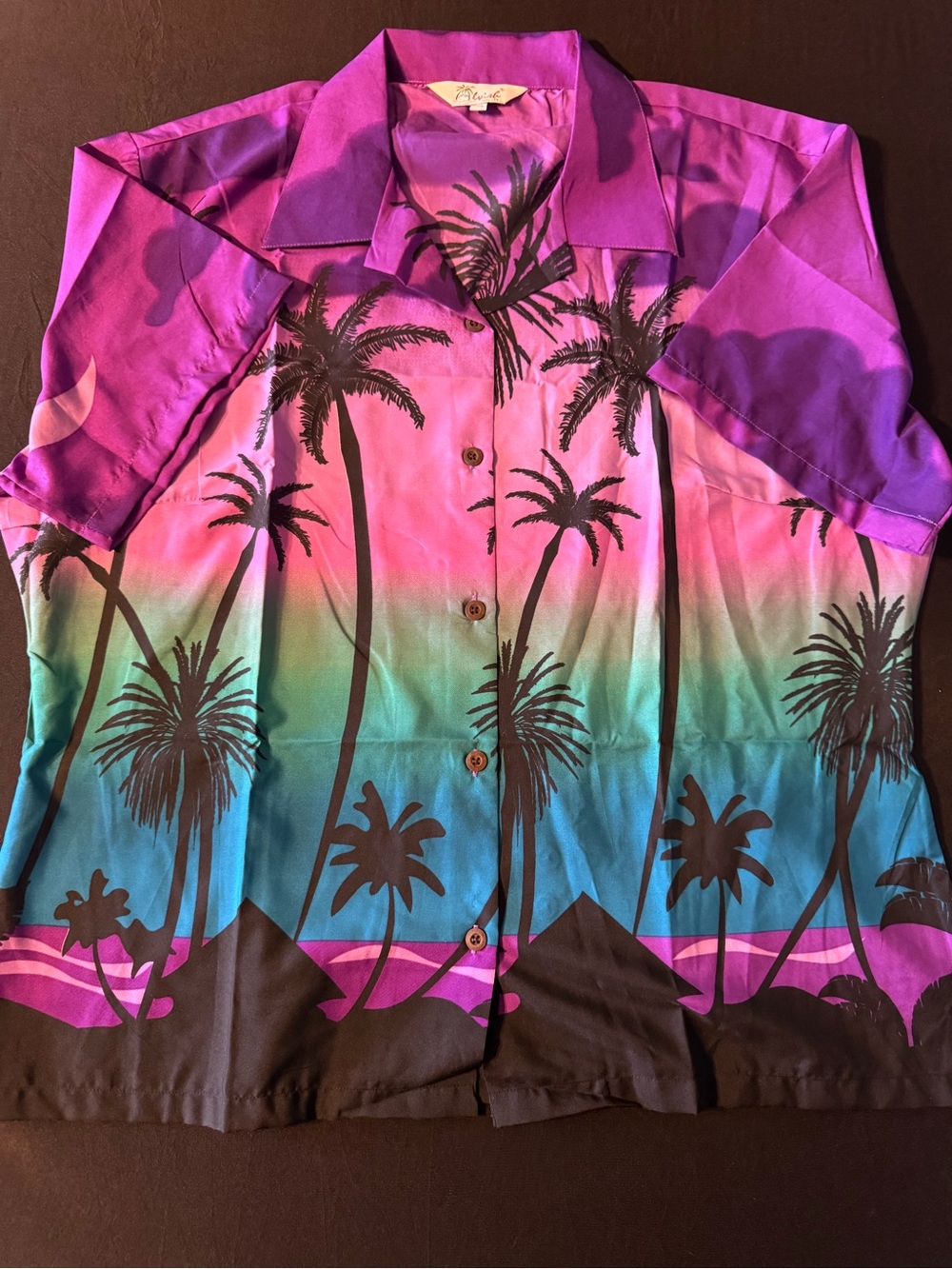 Kids Purple Tropical Palm Print Shirt